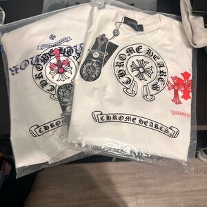Two Chrome Hearts men’s Tee - bundle White with Red and Black Graphics